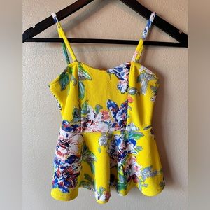 Nordstrom Painted Threads Yellow Peplum Tank Top